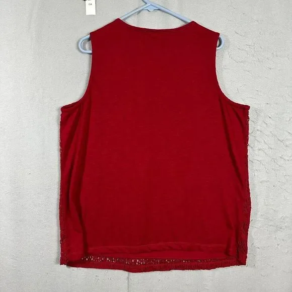 CJ Banks Womens Vest Sleeveless Lace Outer Blouse Red Pullover Plus Size 2X - Picture 2 of 14